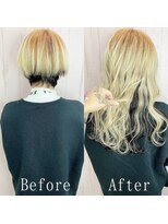 エクステ専門店あるじゃんすー 柏店 ブラック×ブロンド#シールエクステ#ゆるふわウェーブ#丸型#柏