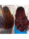 ケアカラーチェリーレッド赤ピンクヘアー