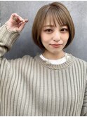 切りっぱなしボブ×韓国ボブ/前髪/ベージュブラウン[仙台]