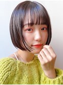 Say.ミニボブアッシュブラックぱっつん前髪ショートボブレイヤー