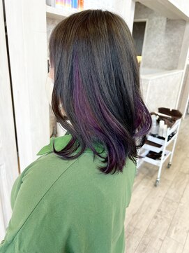 キャアリー(Caary) 福山市Caary個性派インナーカラー高発色パープルケアブリーチ