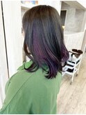 福山市Caary個性派インナーカラー高発色パープルケアブリーチ