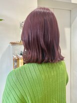 ヘアエジェリプリム (hair&spa egerie prime) ピンク×切りっぱなしボブ/前髪なし/20代◎30代◎40代