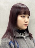 ブリーチありダブルカラー/チェリーレッド/ローレイヤー/原宿