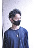 黒髪アップバングツーブロック束感ショート【BLAZE 大庭】