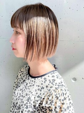 ローランド(Rowland) ミニボブ☆切りっぱなし☆ブリーチ☆ベージュ☆ミルクティー