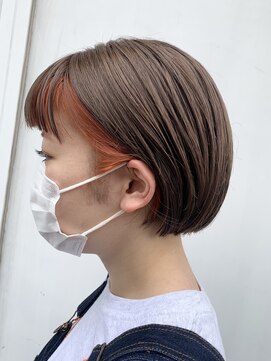 シェノン 西梅田(CHAINON) グレーベージュ/レイヤーロング/黒髪/前髪パーマ