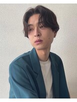 無造作メンズセンターパート×ニュアンスメンズパーマ