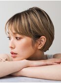 大人ハイライトベージュショート40代50代