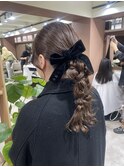 【お呼ばれヘア】ポニーテールリボンヘアセット
