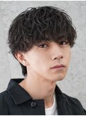 心斎橋シャドウパーマメンズマッシュウルフカット波巻きパーマ