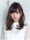 小顔ミディアムレイヤー/顔まわりカット/髪質改善