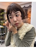 オン眉パーマ/ショートボブ/ウルフパーマ