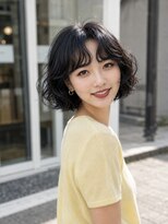 ノラ シブヤ(NORA)&nbsp;小顔ミディアムパーマミディアムデジタルパーマボブパーマ前髪