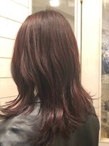 アミュレ(Amule)&nbsp;簡単外ハネミディアム深めピンクのヘアカラー梅ヶ丘ヘアサロン