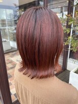 アース コアフュールボーテ 新潟紫竹山店(EARTH coiffure beaute)&nbsp;レッドブラウンダブルカラー外ハネボブ