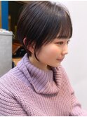 ワンカラーブラウンショートヘアこっくりバイオレットくすみ