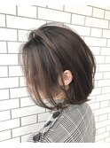 大人可愛い20代30代40代グレージュ前下がり小顔ボブショート