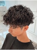 王道刈り上げマッシュ 波まきパーマ