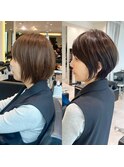 30代40代50代絶壁解消前髪あり小顔前下がりショートボブ