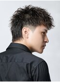 爽やか黒髪ダウンバングマッシュツーブロック