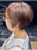 似合わせカット　くびれショート　オレンジブラウン　大和八木