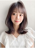 イメチェン薄めバング外ハネボブデジタルパーマ前髪うるツヤ