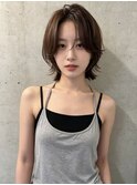 ショートウルフミニボブバレイヤージュアッシュグレージュ50代