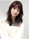 【buZon ブゾン】斜めバングふんわりパーマ×グレージュカラー