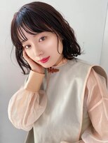 ハニーシブヤ(HONEY shibuya)&nbsp;やわらか無造作カール肩上ミディ暗髪大人可愛いヘア