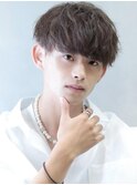 ミルクティーブラウンマッシュ スパイラルパーマ MEN'S HAIR