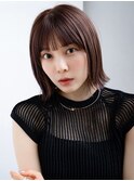 ◯薄めバング短めバングフェイスレイヤーカット切りっぱなしボブ