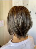 ショ－トウルフ/白髪ぼかしハイライト