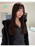 ロングレイヤー/レイヤーカット/オリーブカラー