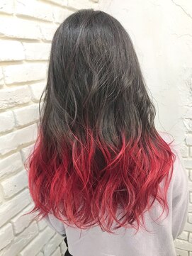 アジールヘア 東上野店(agir hair) ゆるふわロング/ビビットレッドカラー【上野/東上野】