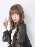 内巻きエアリーミディ＃黒髪ショートパーマホワイトアッシュ