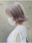 ba1172アッシュピンクパールベージュロブヘアディープパープル