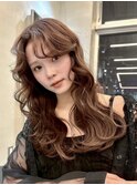 レイヤーカット×ミルクティーブラウン