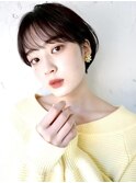 黒髪◎ショートボブ◎髪質改善◎前髪あり/韓国フェザーショート