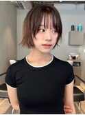 ショートボブ／束感レイヤー／耳掛けボブ／シースルーバング