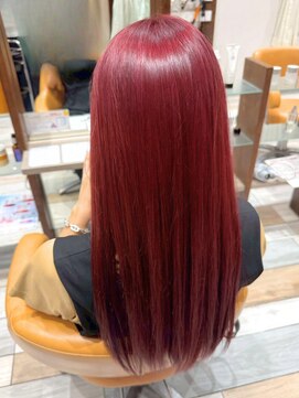 TJ天気予報 3t 日進店 ロング/レッドチェリーカラー/デザインカラー/艶髪/透明感