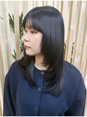 大人ガーリー/ダークアッシュ/ミディアムレイヤーカット/稲毛
