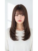 セミロング20代30代ストレートレイヤー前髪なし前髪あり越谷