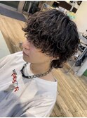 波巻きパーマ襟足ありウルフヘア波打ちパーマツイストスパイラル