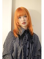 レコ 渋谷(LECO)&nbsp;ケアブリーチ艶髪ハイトーンダブルカラーオレンジウルフカット