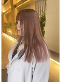 pink beige ピンクベージュ ダブルカラー ストレートヘア
