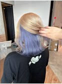 パープルアッシュインナーカラーベージュハイトーンカラー