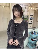 ストレートボブレイヤー黒髪シースルーバング