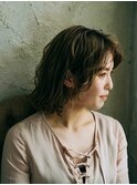 黒髪ボブルフネビージュ小顔ワンレンスペインカール