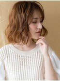 透明感カラーカーキベージュ波巻きボブパーマ314X越谷10代20代